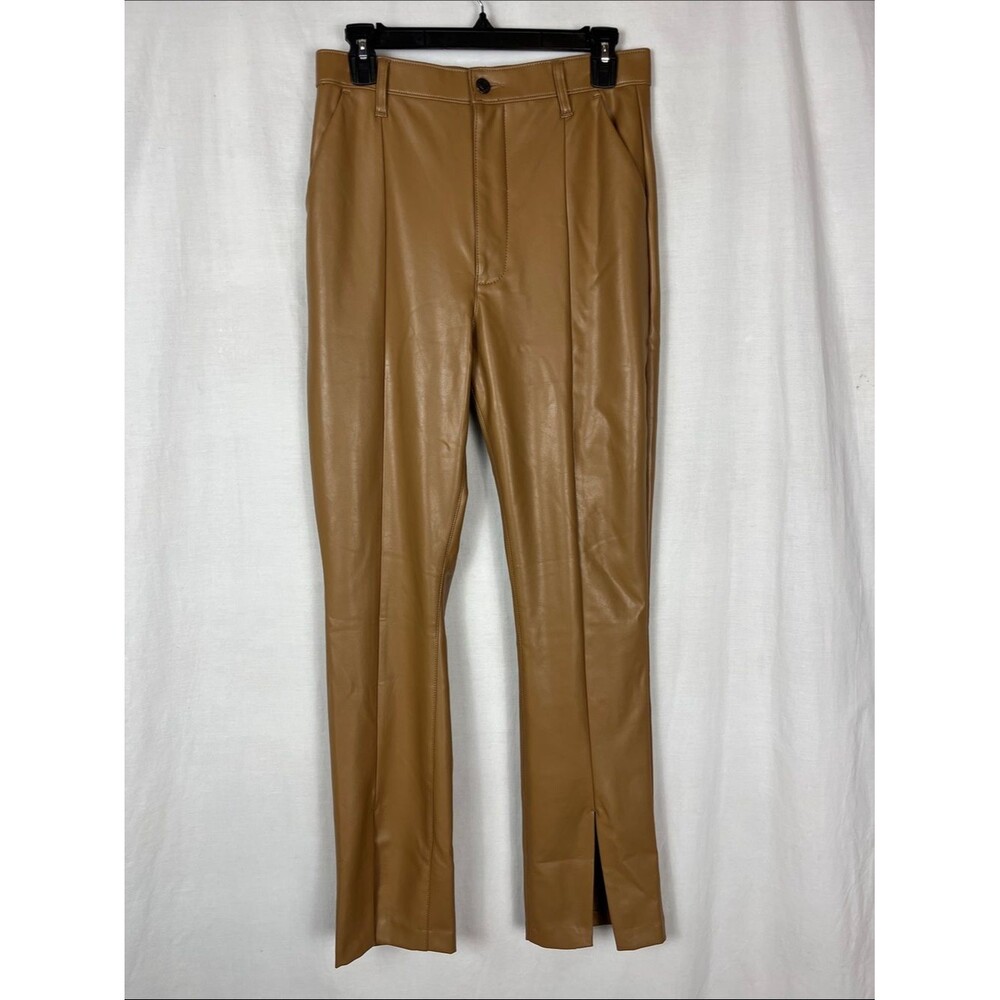 Abercrombie & Fitch The Skinny Ultra High Rise Tan Faux Leather Brown Slacks